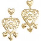 14kt Yellow Gold Heart Shaped Chandelier Earring