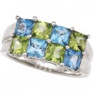 Sterling Silver Swiss Blue Topaz & Peridot Ring