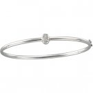 14kt White Gold Round Diamond Fashion Bangle Bracelet