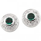 14kt White Gold Emerald & Diamond Earring