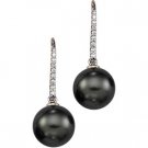 14kt White Gold Tahitian Pearl & Diamond Earring