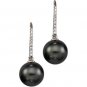 14kt White Gold Tahitian Pearl & Diamond Earring