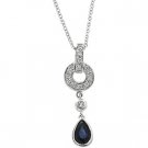 14kt White Gold Blue Sapphire & Diamond Necklace