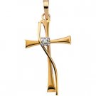 14kt Yellow Gold Cross Diamond Pendant
