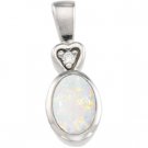 14kt White Gold Genuine Opal & Diamond Pendant