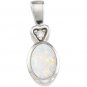 14kt White Gold Genuine Opal & Diamond Pendant