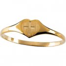14kt Yellow Gold Heart Ring with Cross
