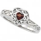 14kt White Gold Mozambique Garnet Heart Ring