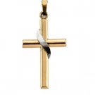 14kt Two Tone Gold Cross Pendant