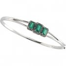 14kt White Gold Chatham Created Emerald & Diamond Bracelet