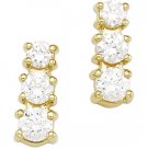 14kt Yellow Gold Cubic Zirconia Three Stone Earring