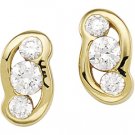 14kt Yellow Gold Cubic Zirconia Three Stone Earring