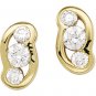 14kt Yellow Gold Cubic Zirconia Three Stone Earring
