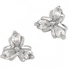 14kt White Gold Cubic Zirconia Three Stone Earring