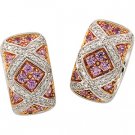 14kt White Gold Pink Sapphire & Diamond Earring
