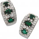 14kt White Gold Emerald & Diamond Earring