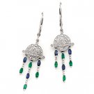 14kt White Gold Sapphire, Emerald & Diamond Earring