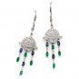14kt White Gold Sapphire, Emerald & Diamond Earring