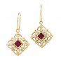 14kt Yellow Gold Chatham Created Ruby & Diamond Earring