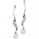 14kt White Gold Freshwater Cultured Pearl & .07ctw Diamond Earring