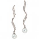 14kt White Gold Freshwater Cultured Pearl & .12 ctw Diamond Earring