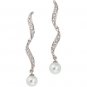 14kt White Gold Freshwater Cultured Pearl & .12 ctw Diamond Earring