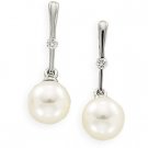 14kt White Gold Freshwater Cultured Pearl & Diamond Earring