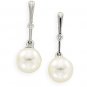14kt White Gold Freshwater Cultured Pearl & Diamond Earring