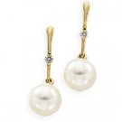 14kt Yellow Gold Freshwater Cultured Pearl & Diamond Earring