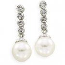14kt White Gold Freshwater Cultured Pearl & Diamond Earring