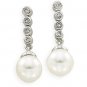 14kt White Gold Freshwater Cultured Pearl & Diamond Earring