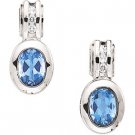 Sterling Silver Swiss Blue Topaz & Cubic Zirconia Earring