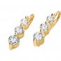 14kt Yellow Gold Created Moissanite 3 Stone Earring
