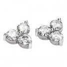 14kt White Gold Created Moissanite 3 Stone Earring