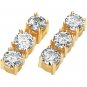 14kt Yellow Gold Created Moissanite 3 Stone Earring