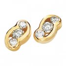 14kt Yellow Gold .25 ctw Created Moissanite 3 Stone Earring