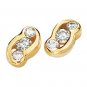 14kt Yellow Gold .25 ctw Created Moissanite 3 Stone Earring
