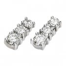 14kt White Gold Created Moissanite 3 Stone Earring