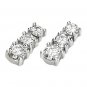 14kt White Gold Created Moissanite 3 Stone Earring