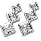 14kt White Gold 1.33 ctw Created Moissanite 3 Stone Earring