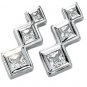 14kt White Gold 1.33 ctw Created Moissanite 3 Stone Earring