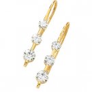 14kt Yellow Gold 1 ctw Created Moissanite 3 Stone Earring