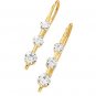14kt Yellow Gold 1 ctw Created Moissanite 3 Stone Earring
