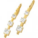 14kt Yellow Gold 1.2 ctw Created Moissanite 3 Stone Earring