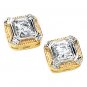14kt Two Tone Gold .33 ctw Created Moissanite Earring