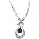 14kt White Gold Blue Sapphire & .25 ctw Diamond Necklace