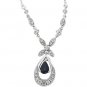 14kt White Gold Blue Sapphire & .25 ctw Diamond Necklace