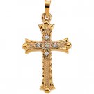 14kt Yellow Gold .03 ctw Diamond Cross Pendant