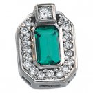 14kt White Gold Chatham Emerald & .13 ctw Diamond Pendant