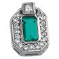 14kt White Gold Chatham Emerald & .13 ctw Diamond Pendant